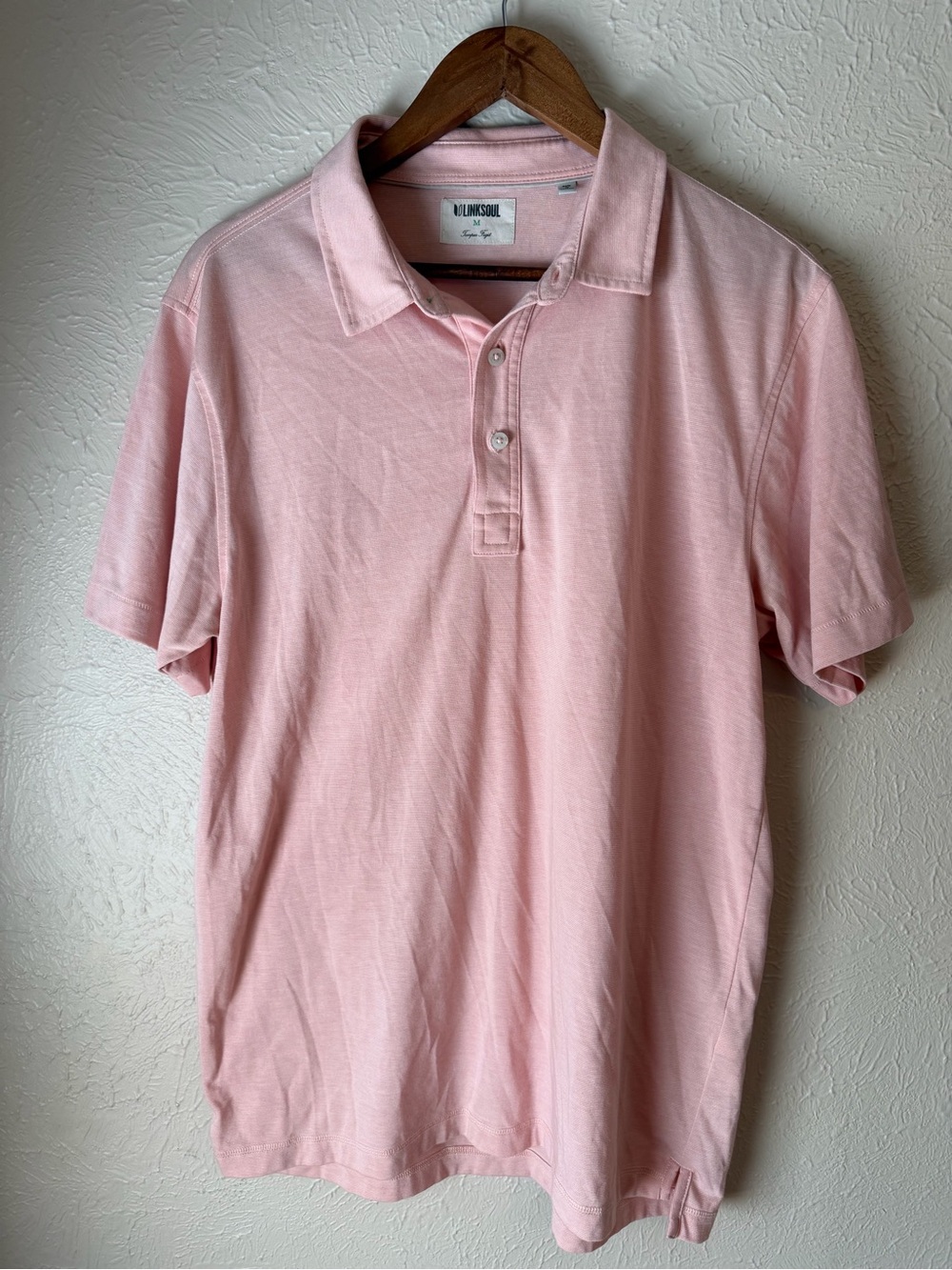 DRYSDALE Performance Polo Shirt Men’s Medium Light Salmon Short Sleeve Golf